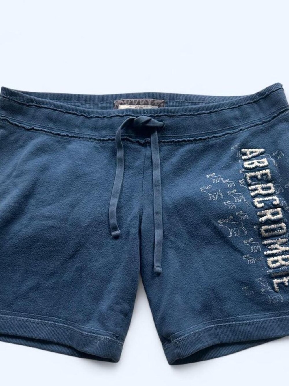 Vintage Abercrombie & Fitch Y2K Blue Logo Sweatshorts Moose Embroidery S